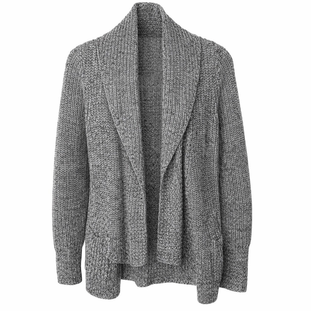 J Crew Chunky Ribbed Knit Cotton Shawl Collar Cardigan Sweater Size XS Gray